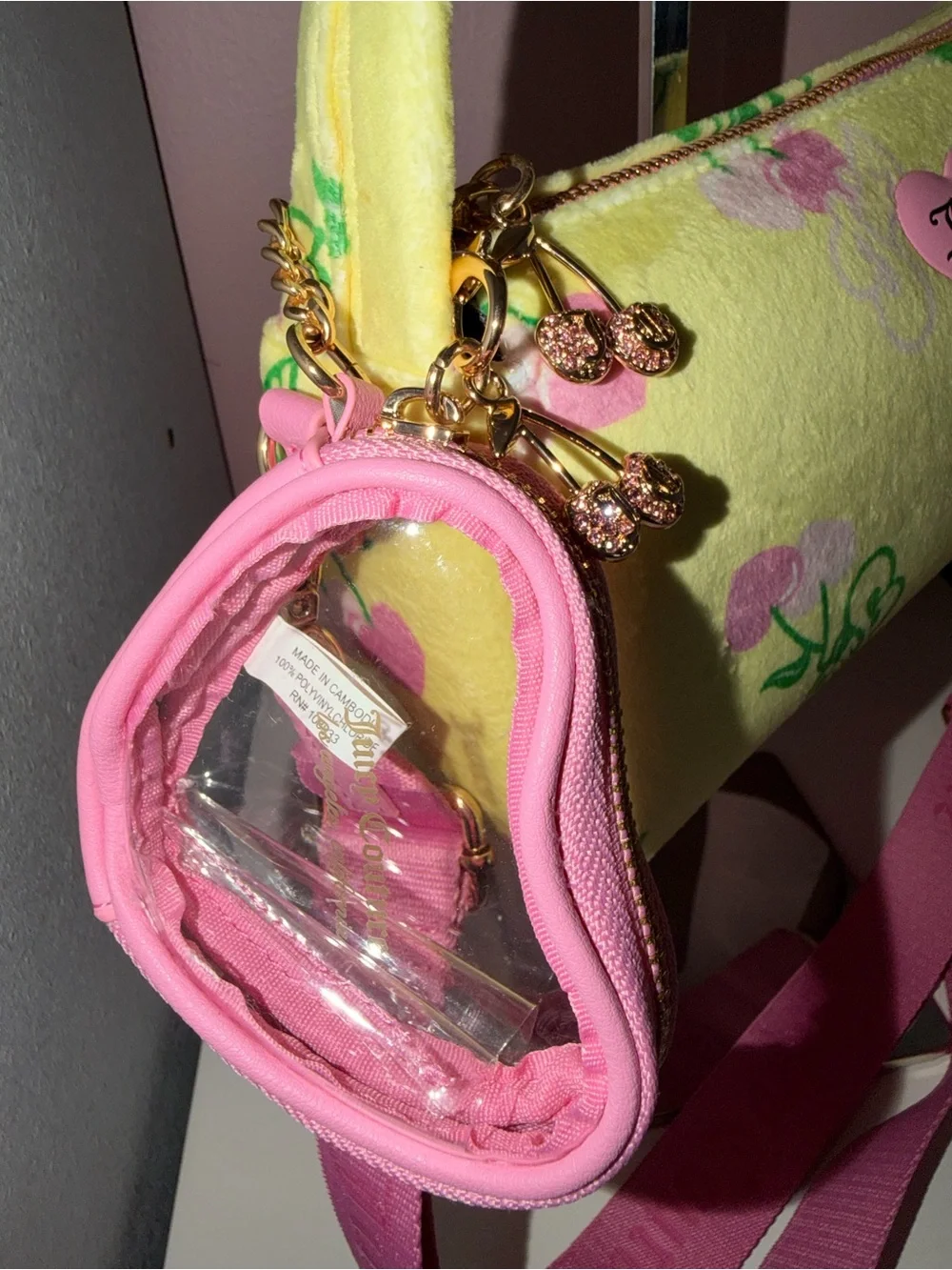 Juicy Couture Retro Juicy Cherry Shoulder Bag NWT Yellow Iris Multi